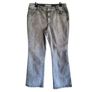 Chicos Platinum Denim Jeans Large (2) Gray‎ Acid Wash Ultimate Fit Barely Flare